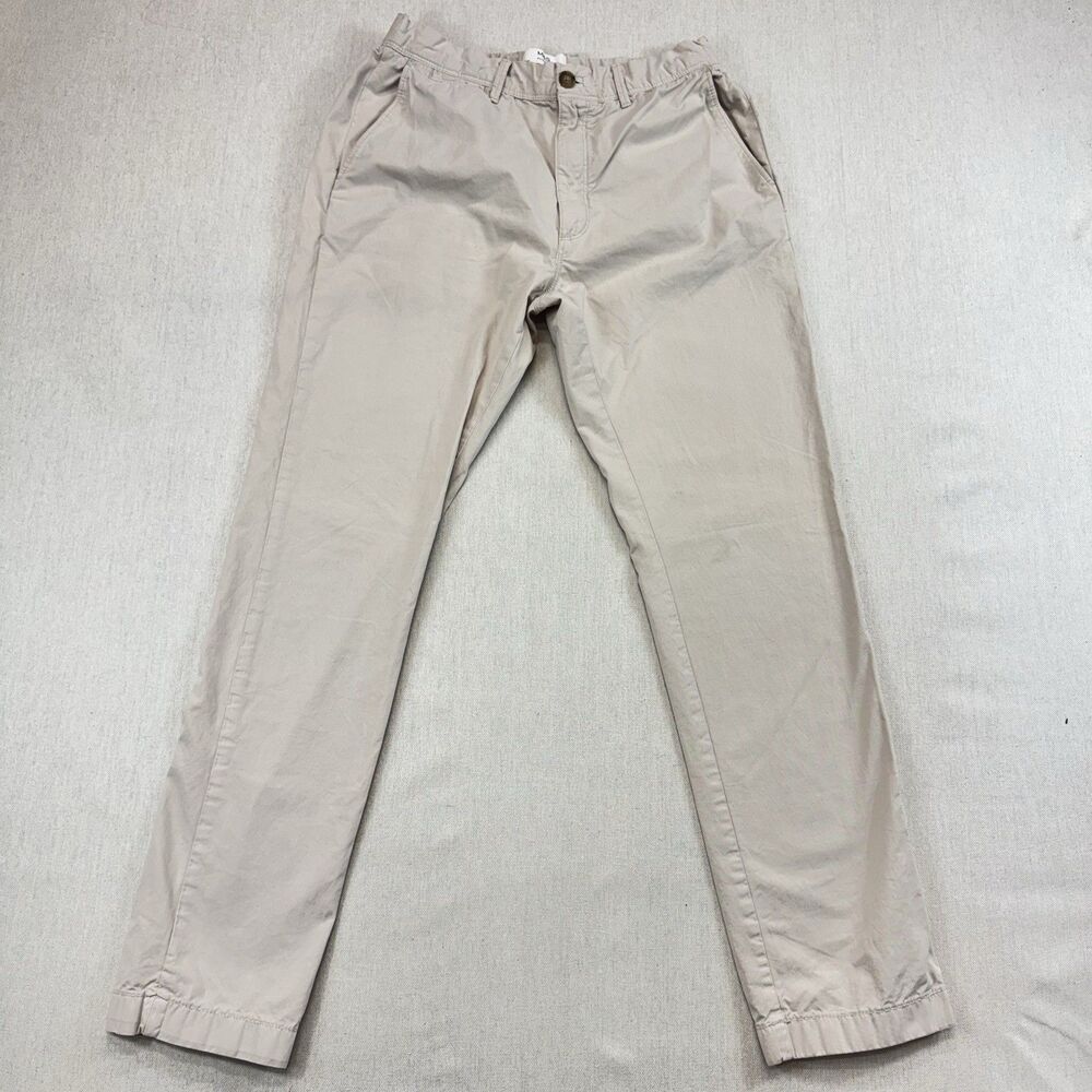M&S Marks Spencer Slim Fit Chino Pants Mens 30 Ecru Beige Cotton Casual